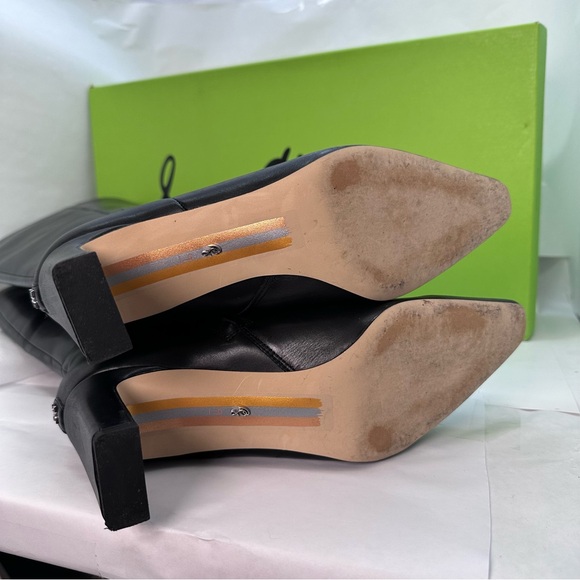 Sam Edelman Sylvia Boot in Black leather knee high heeled pointed toe - Picture 8 of 10